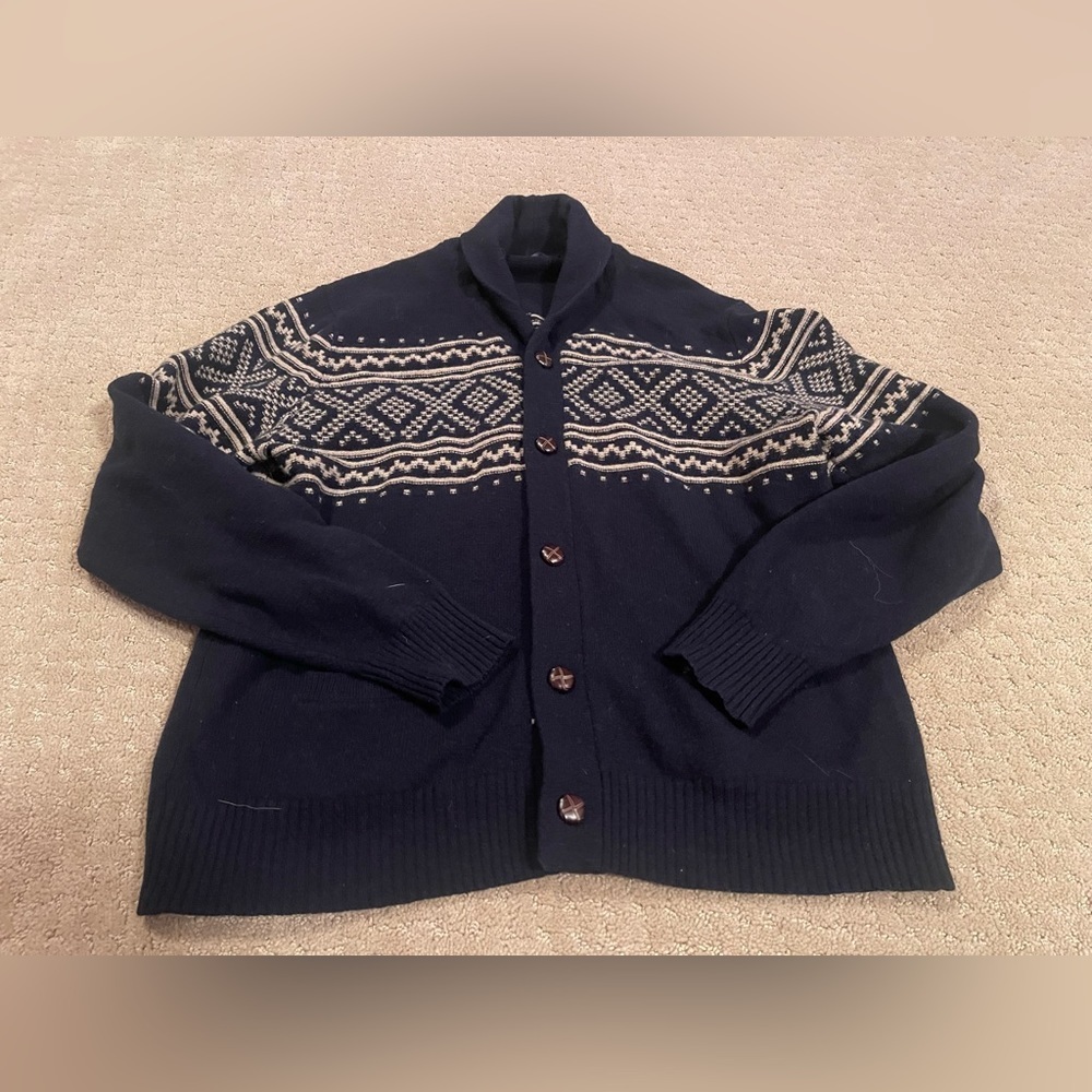 J. Crew 100% Lambswool Blue Cardigan Sweater Size XL. 6